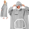 IFNOW Toaster Oven Oversized Sherpa Fleece Hooded Sweatshirt Blanket with Eye Mask Cozy and Giant Blanket Hoodie with Sleeves Extra Long for Adults Men Women Grey