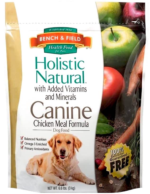 Bench & Field Holistic Natural Adult Dry Dog Food Chicken Meal and Brown Rice Recipe 6.6 lb Bag (Pack of 1)