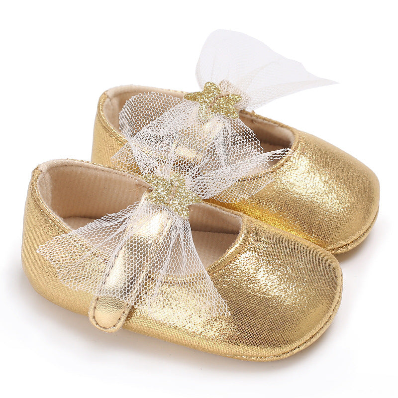 Star Lace Baby Princess Walking Shoes with Soft Sole