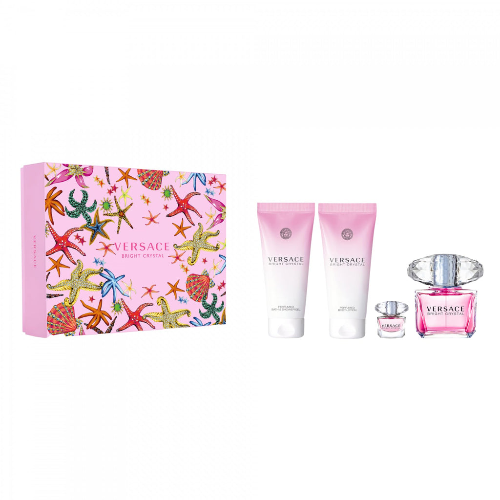 Versace Bright Crystal 4-Pieces Set for Women Floral Fruity Fragnance 9.59 Fl Oz