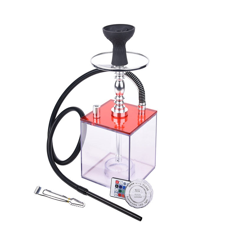 Acrylic Hookah Set with Arabic Square Design