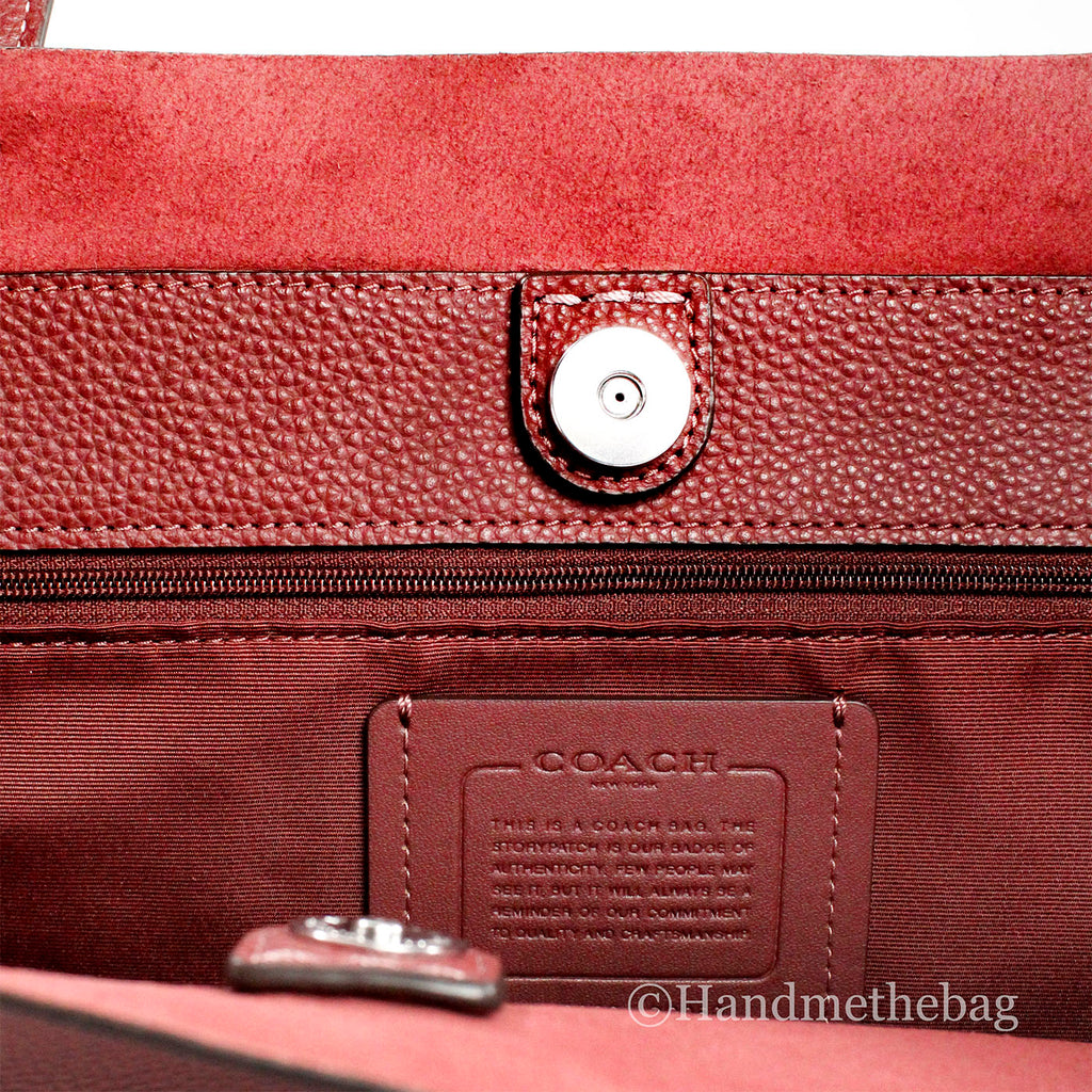 Coach Carmen Medium Wine Pebbled Leather Shoulder Tote
