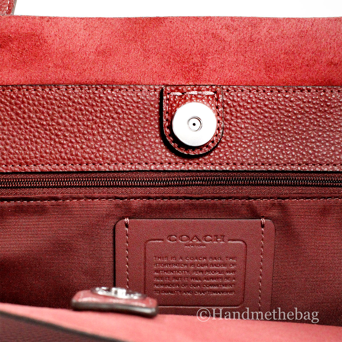 Coach Carmen Medium Wine Pebbled Leather Shoulder Tote