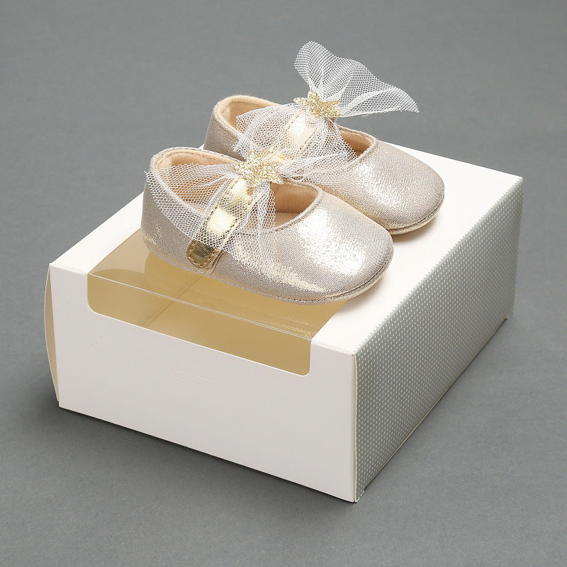 Star Lace Baby Princess Walking Shoes with Soft Sole