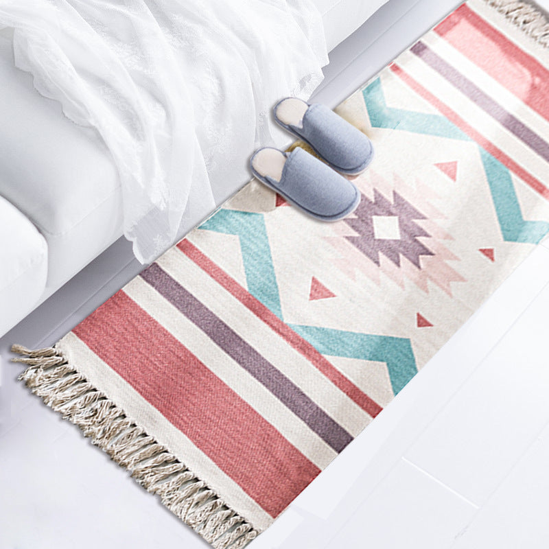 Bohemian Cotton Linen Tassel Woven Rug (Retro Style)