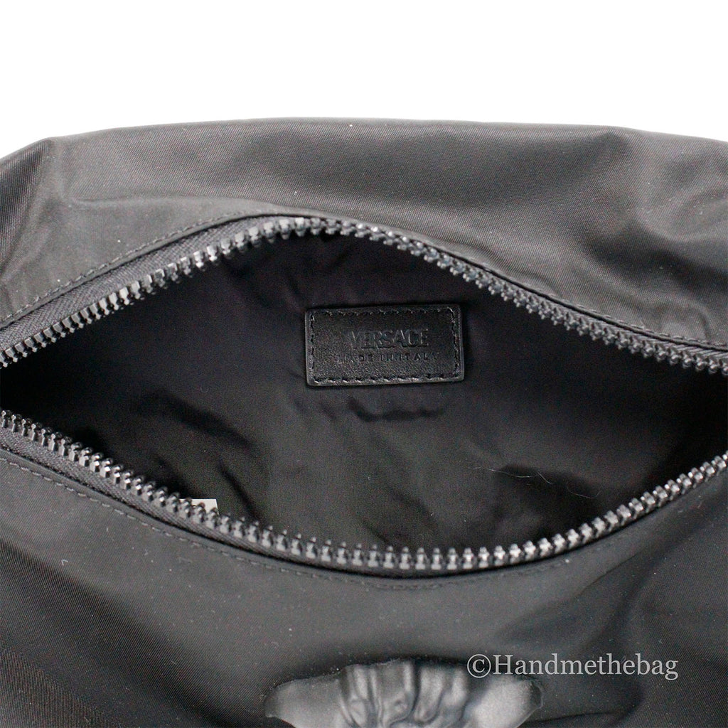 Versace Small Black Nylon Matte Medusa Belt Bag