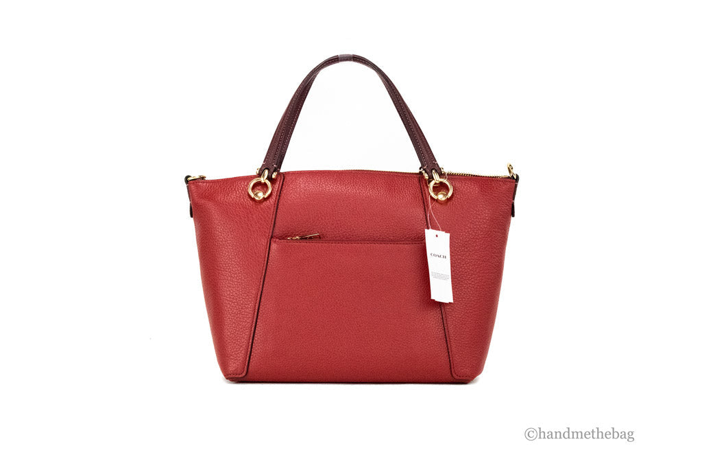 Coach Kacey Colorblock Red Apple Leather Top Zip Satchel