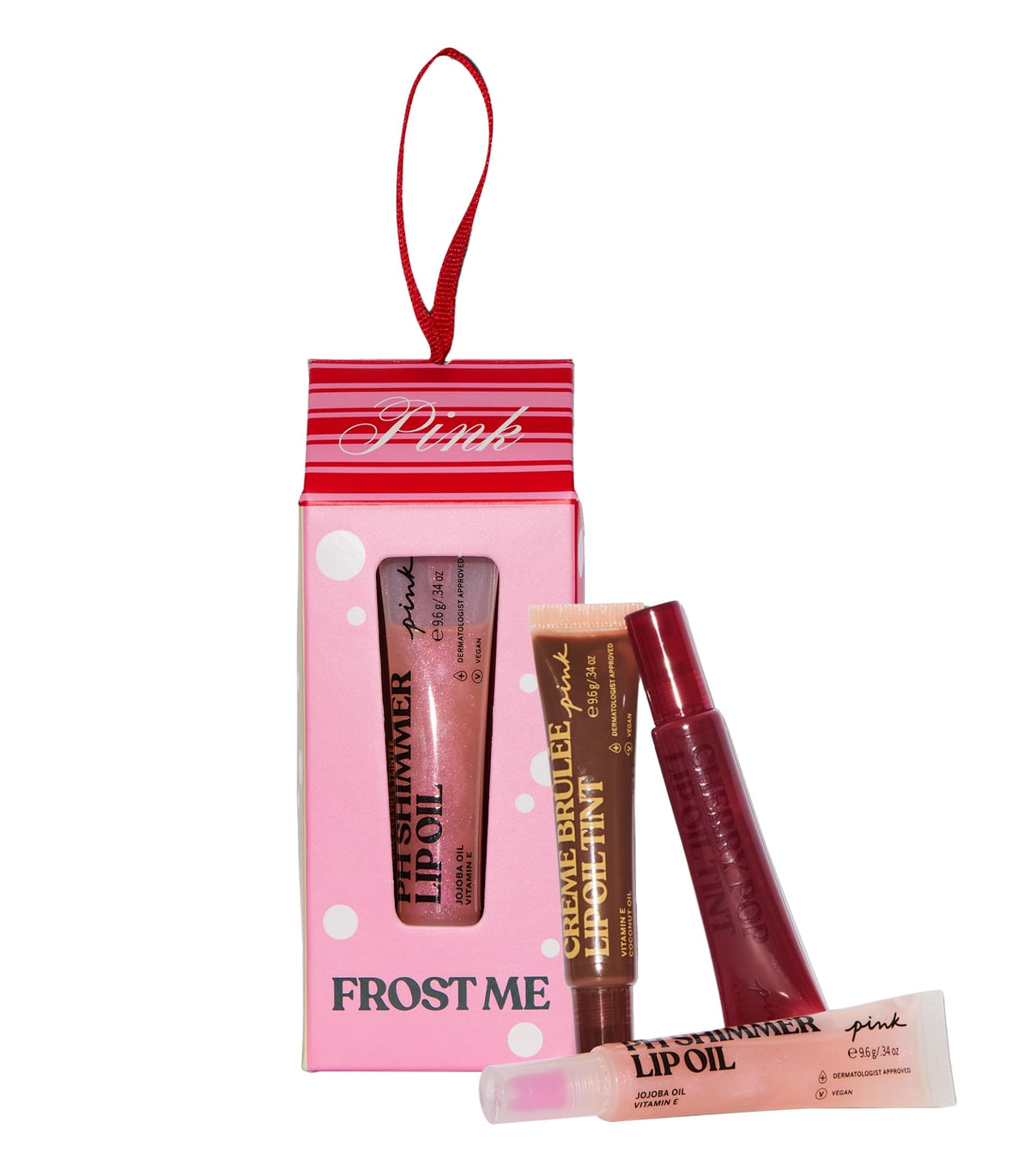 Victorias Secret PINK 3 piece Lip Oil Gift Set Flavored Lip Gloss Set for Women Assorted Set