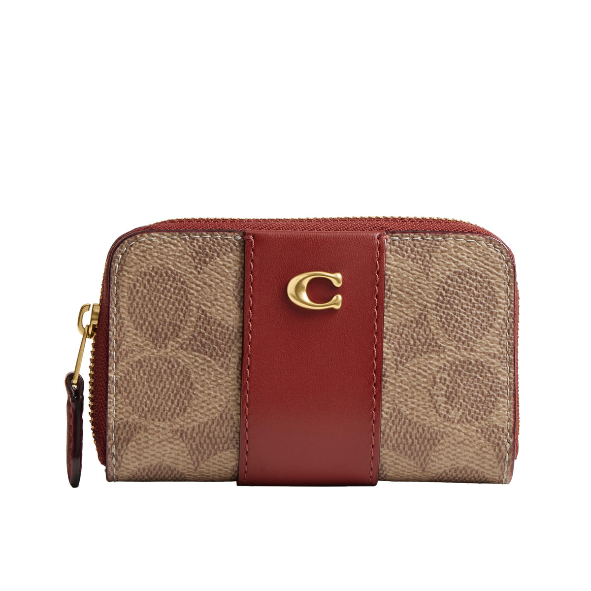 COACH Womens Small Zip Around Card CASE B4/Tan/Ruby One Size