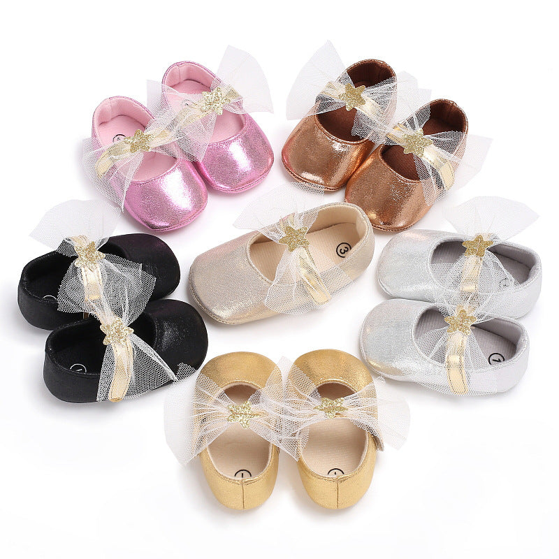 Star Lace Baby Princess Walking Shoes with Soft Sole