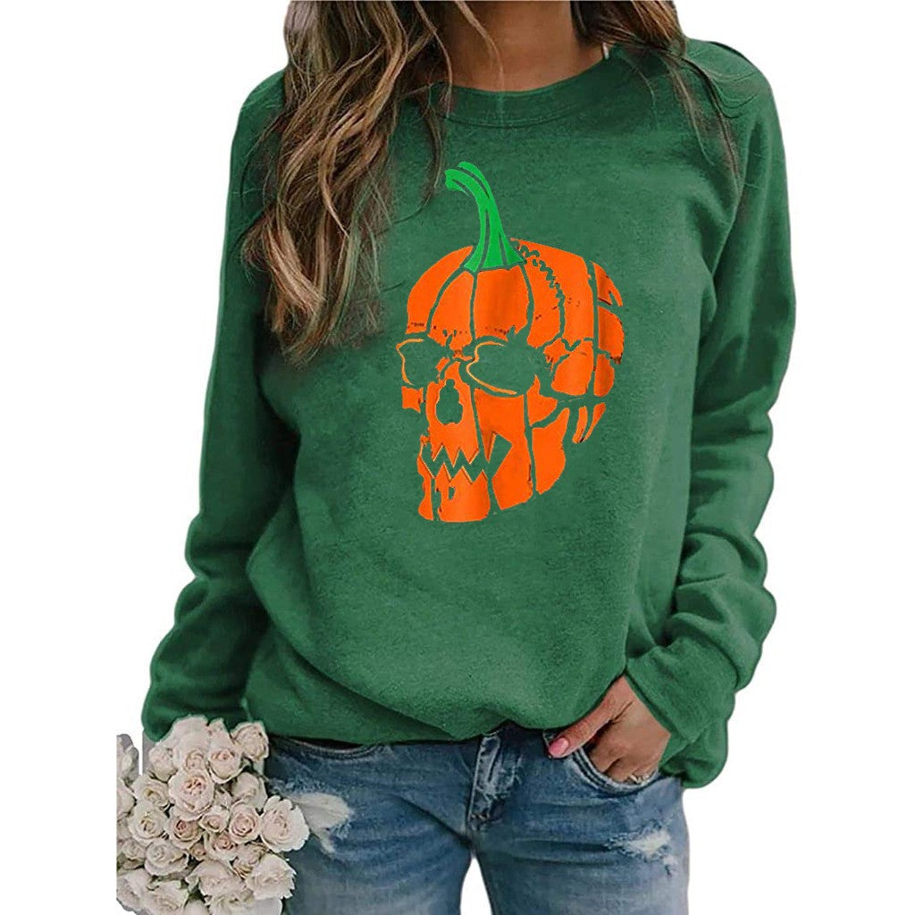 Halloween Printed Casual Loose Long Sleeve Pullover