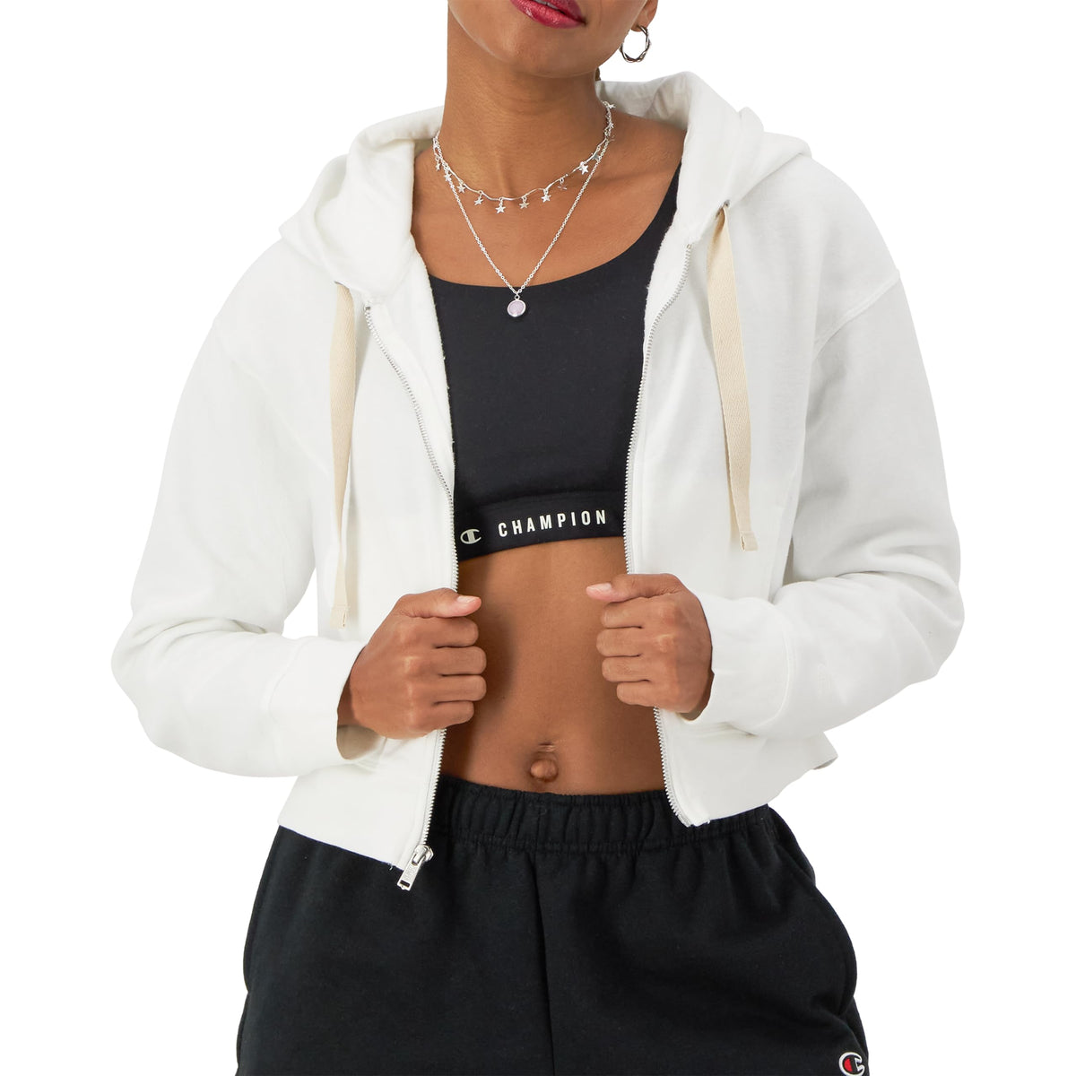 Champion Sweatshirt Zip-Up Hoodie with Vintage Wash for Women Nurture Green XX-Large