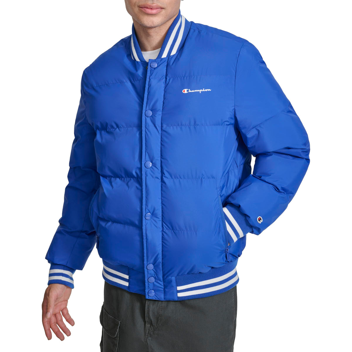 Champion Mens Varsity Bomber Puffer Jacket Surf The Web