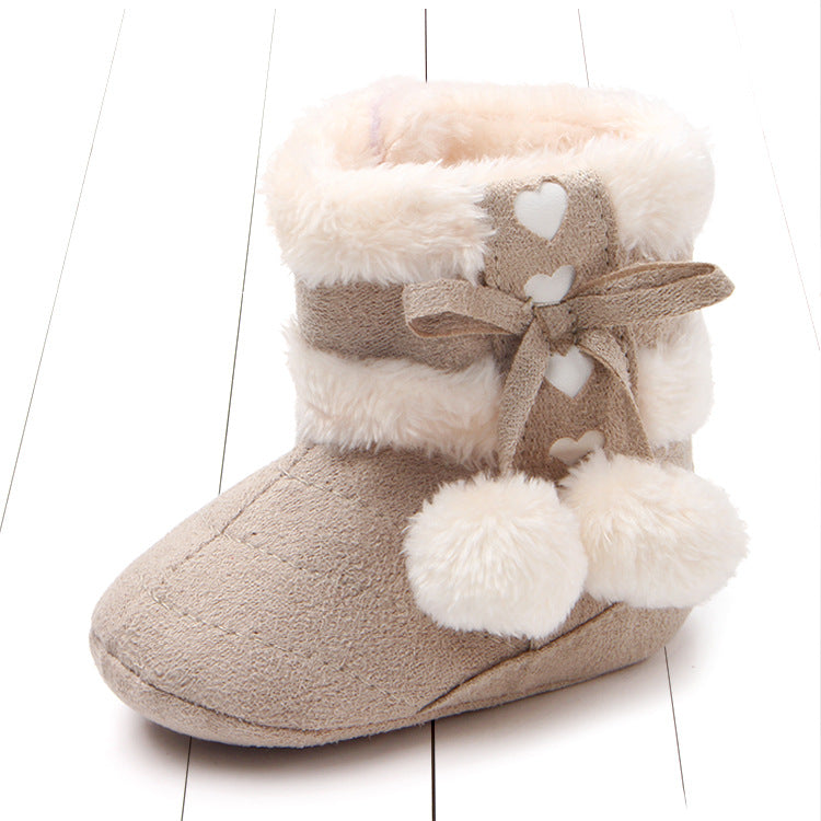 Baby Walking Shoes with Bow Plush Design