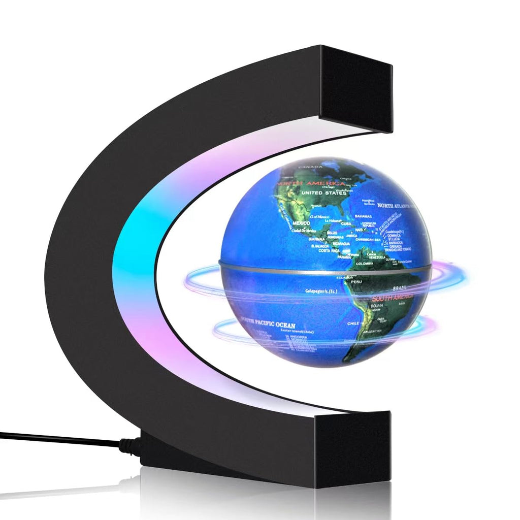 Poojaed Magnetic Levitating Floating Globe with LED Lights Cool Gadgets C Frame Globe Lamp for Men Father Husbands Boys and Girls Cool Tech Item for Office Home Bookshelf Desk Decor