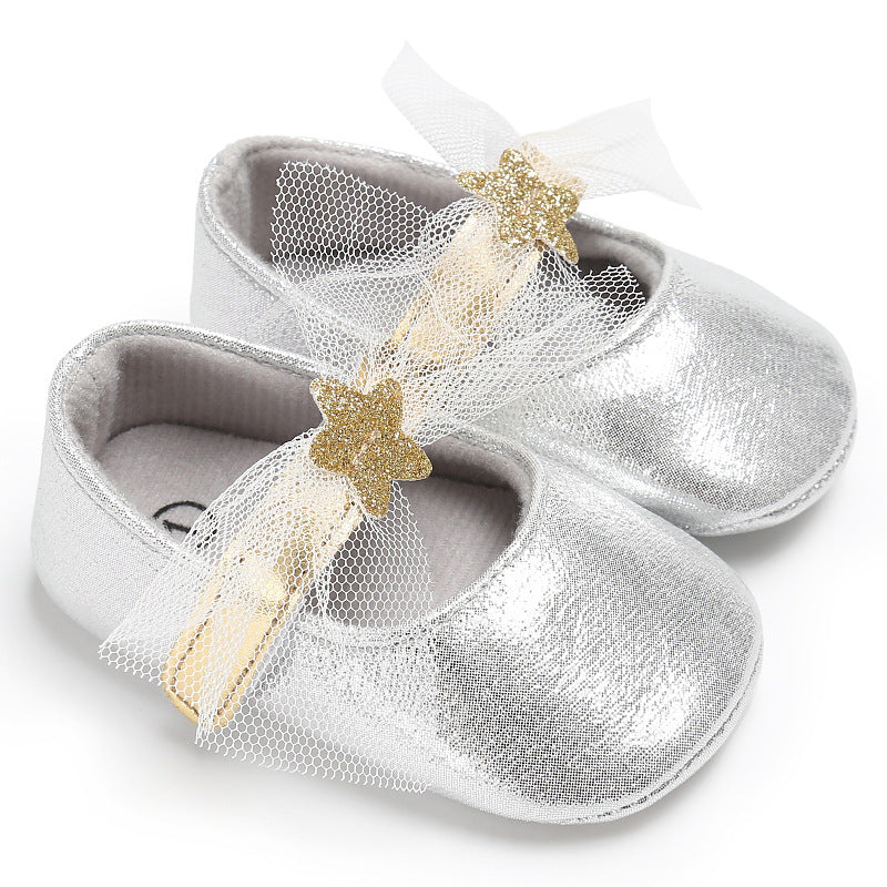 Star Lace Baby Princess Walking Shoes with Soft Sole