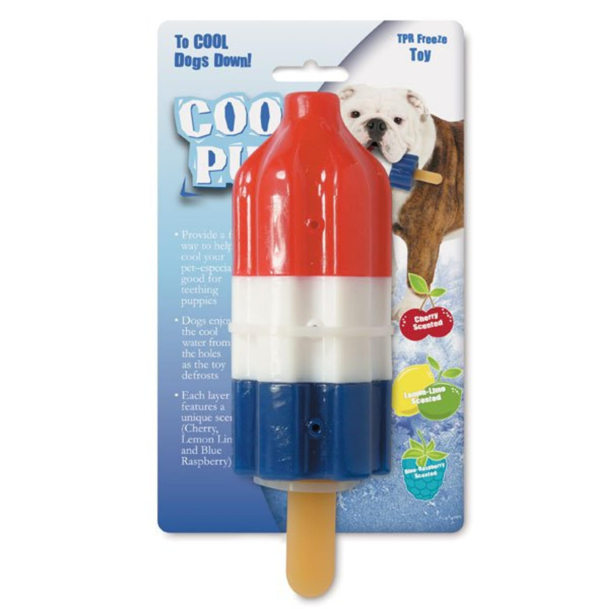 Cool Pup Cooling Dog Toy - Rocket Pop LargeRedBluewhite