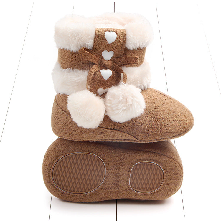 Baby Walking Shoes with Bow Plush Design