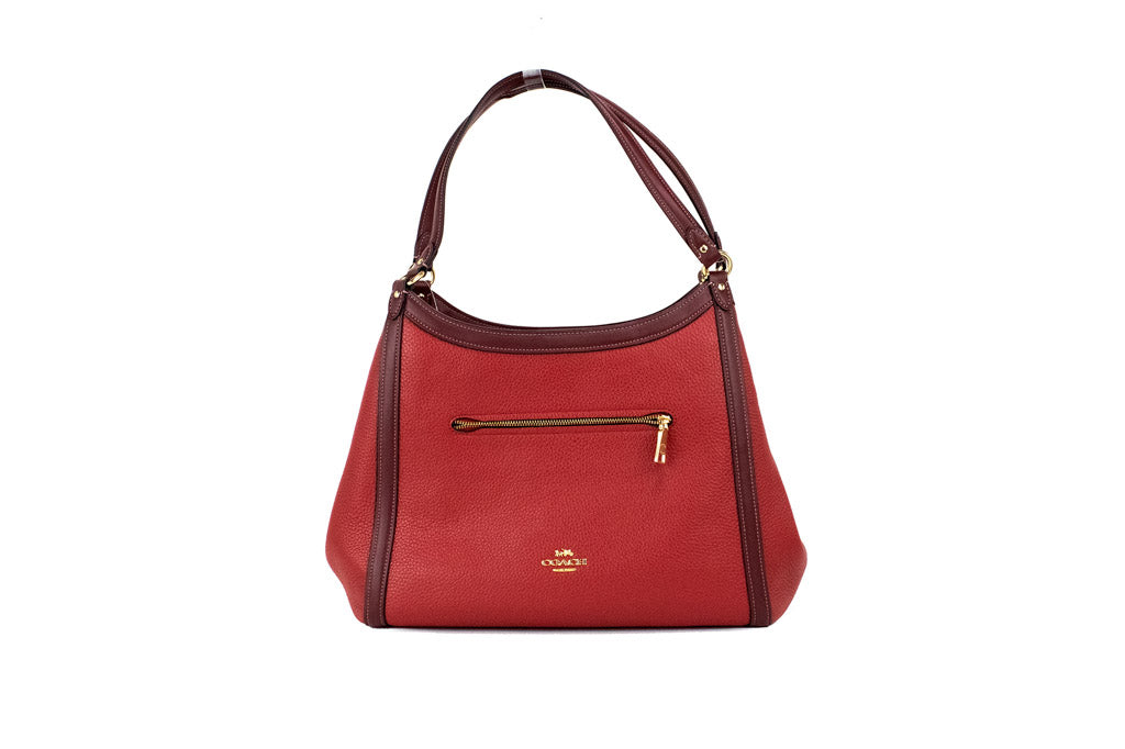 Coach Kristy Red Apple Leather Triple Compartment Shoulder Bag