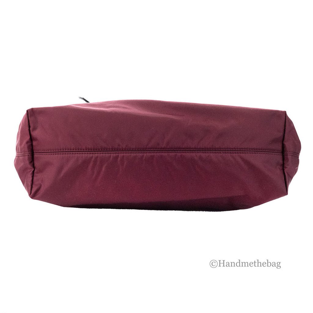 Burberry Medium Burgundy Logo Nylon Tote Shoulder Bag