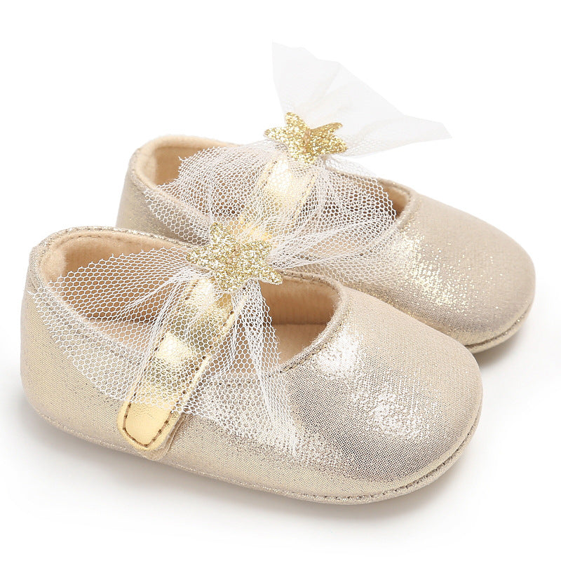 Star Lace Baby Princess Walking Shoes with Soft Sole