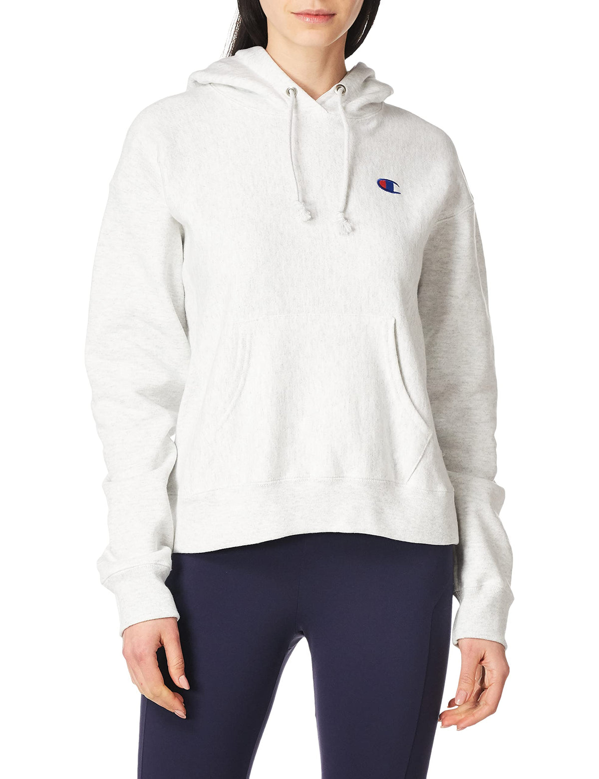 Champion Womens Standard Fit Pullover Reverse Weave Hoodie Black Left Chest C X-Small