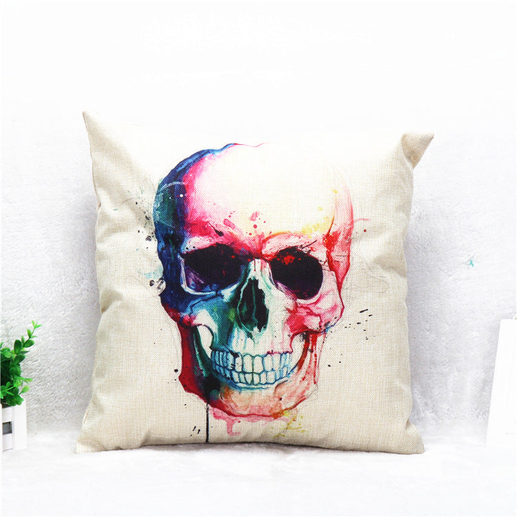 Cool Colorful Skull Throw Pillow Cover for Sofa