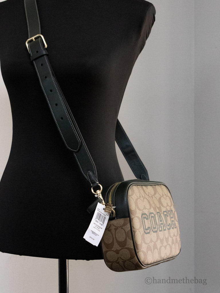 Coach Jamie Medium Varsity Signature Amazon Green Camera Crossbody