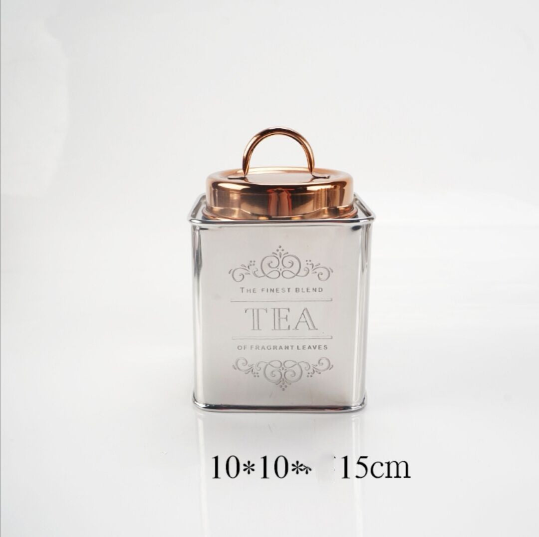 Metal Glass Storage Jar for Coffee and Tea Decor