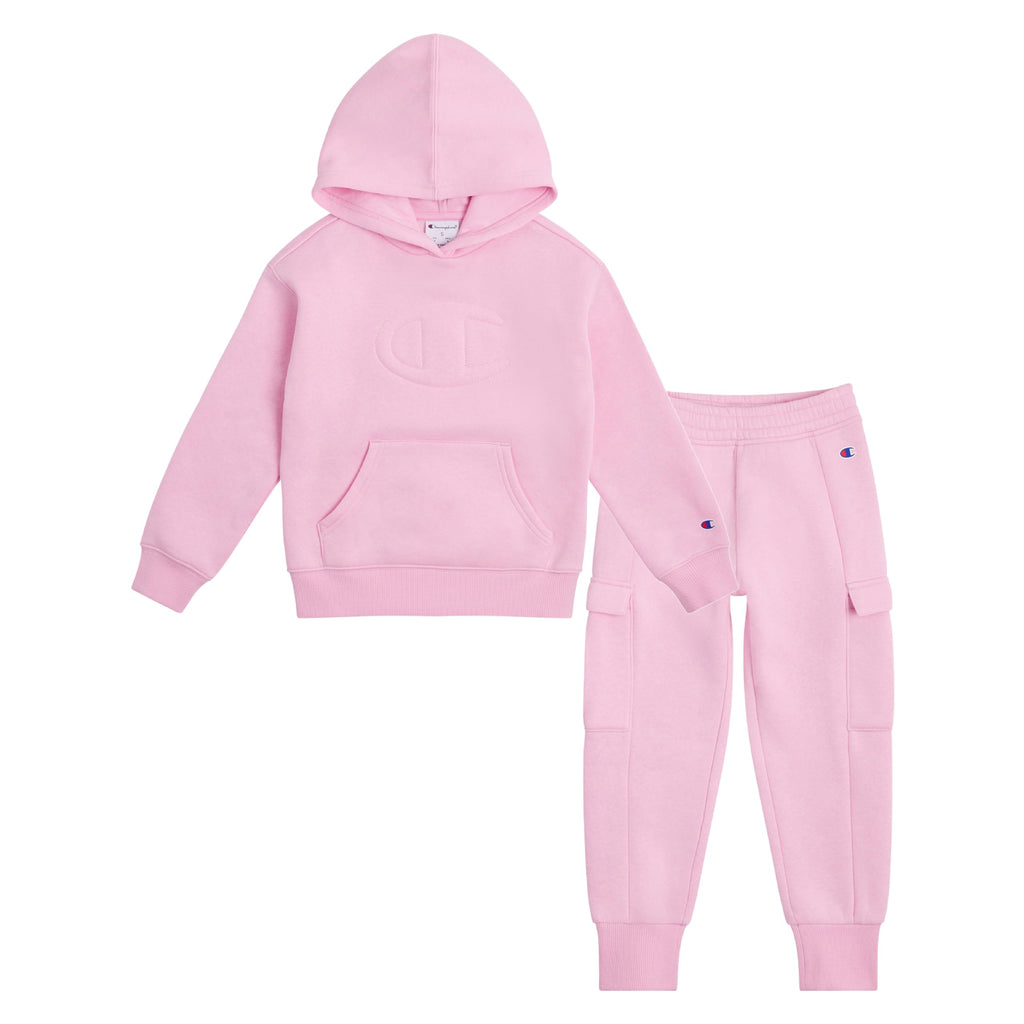 Champion Girls Hoodie and Sweatpant Set for Kids Athletic Fleece Sweatsuit