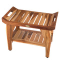 EcoDecors 24 inch Natural Wood Teak Shower Bench Shower Stool Wood Wood Shower Chair LiftAide Arms Bathroom Bench Seat Shower Bench Waterproof