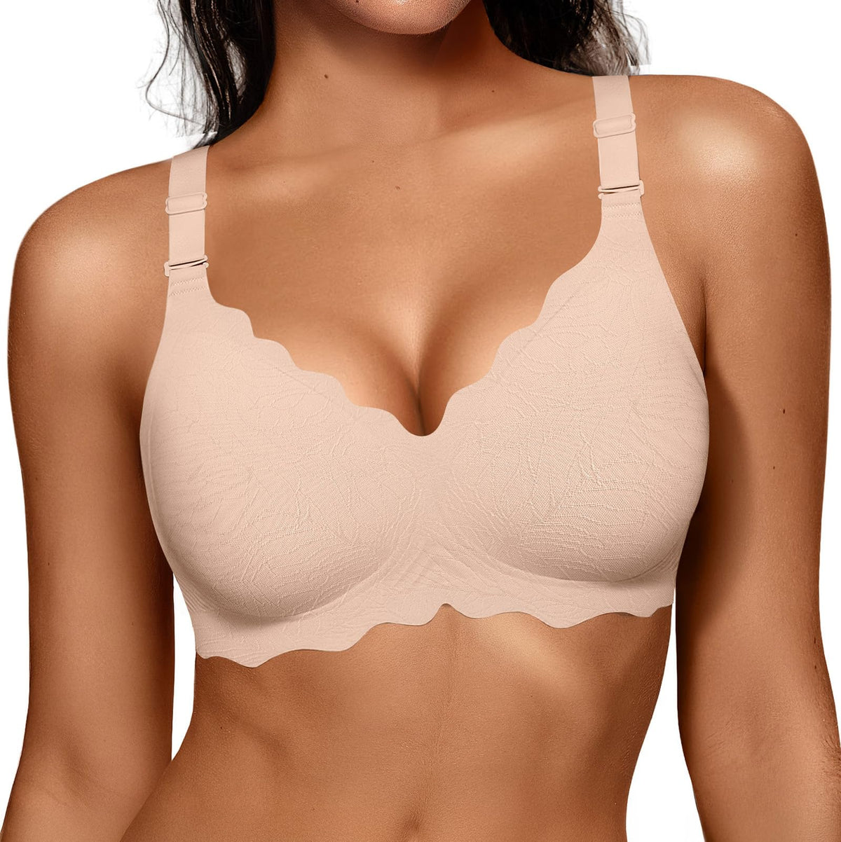 OEAK Women's Wireless Push-Up Convertible Jelly Bra
