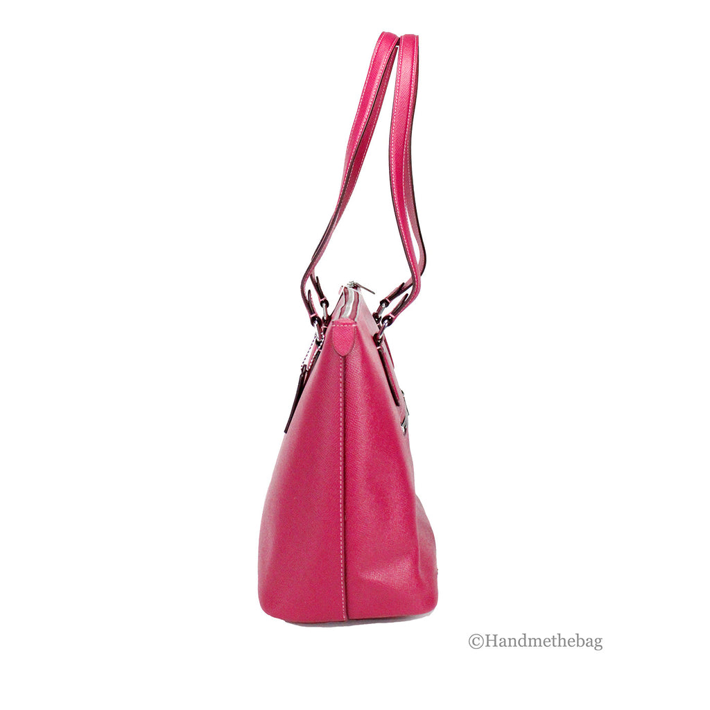 Coach Gallery Crossgrain Leather Bright Violet Tote Bag