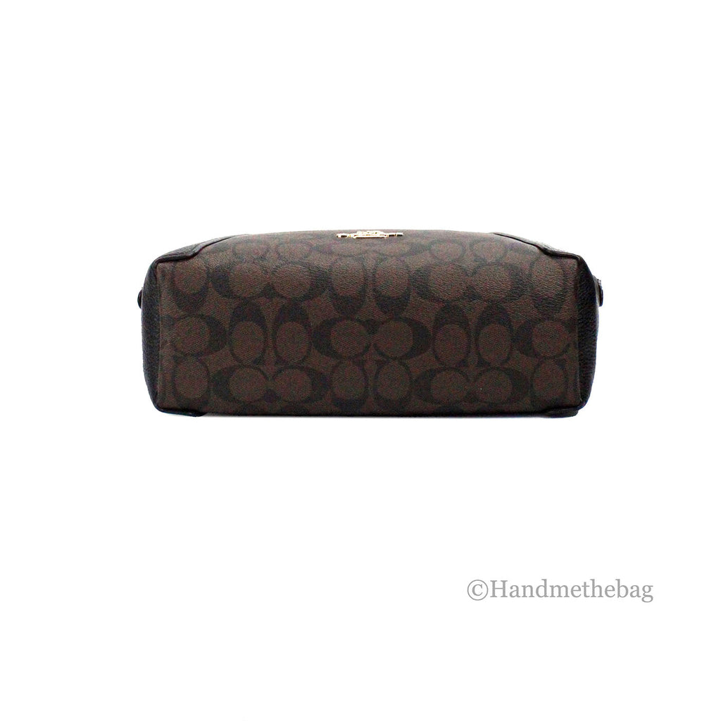 Coach Kacey Brown Black Blocked Canvas Top Zip Satchel