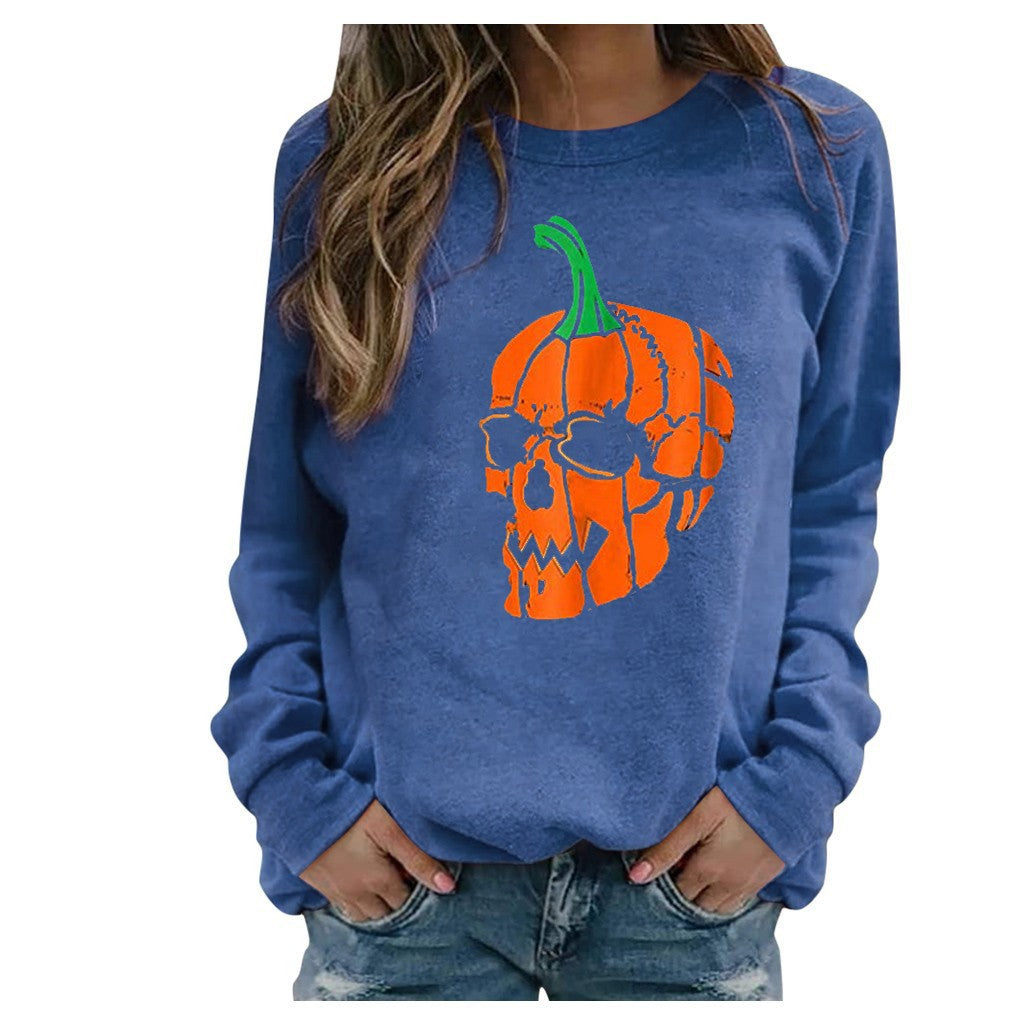 Halloween Printed Casual Loose Long Sleeve Pullover