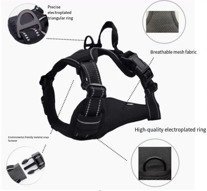 Reflective Nylon Chest and Back Harness for Dogs