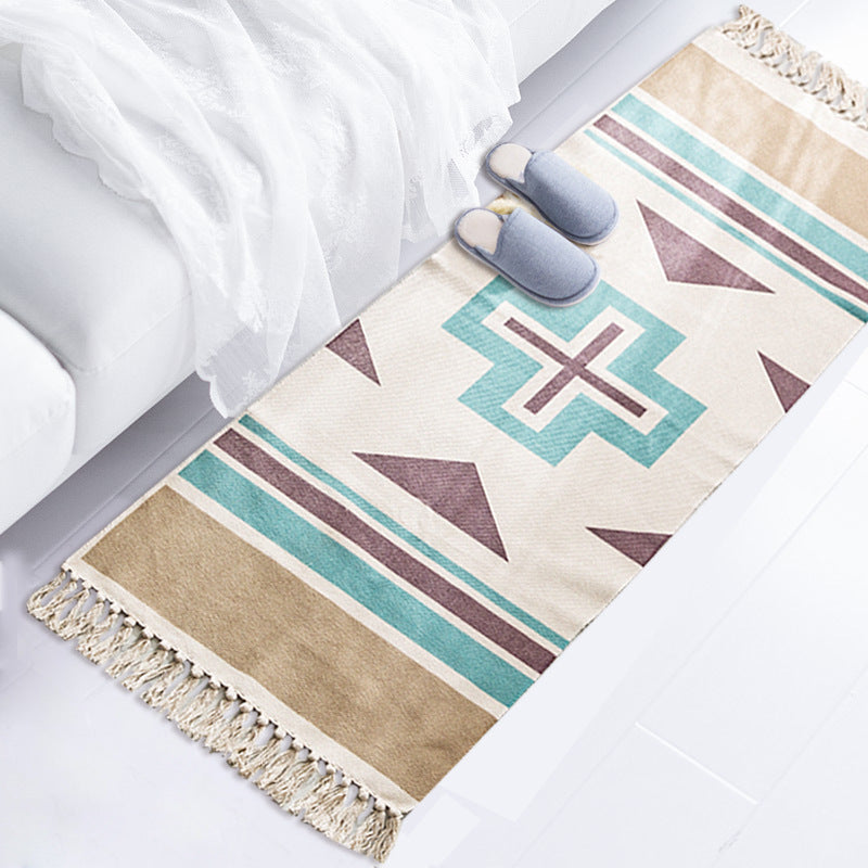 Bohemian Cotton Linen Tassel Woven Rug (Retro Style)