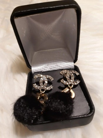 Chic Black Fur Earrings