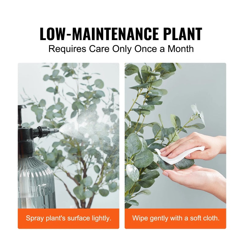 Artificial Eucalyptus Tree, 6 FT Tall Faux Plant, Secure PE Material & Anti-Tip Tilt Protection Low-Maintenance Plant, Lifelike Green Fake Potted Tree For Home Office Decor Indoor Outdoor