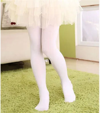 Girls Ballet Dance Pantyhose Children A Thin Section Fashion Velvet Tights Baby Solid Black White Stockings For 0-15Y Kids CN
