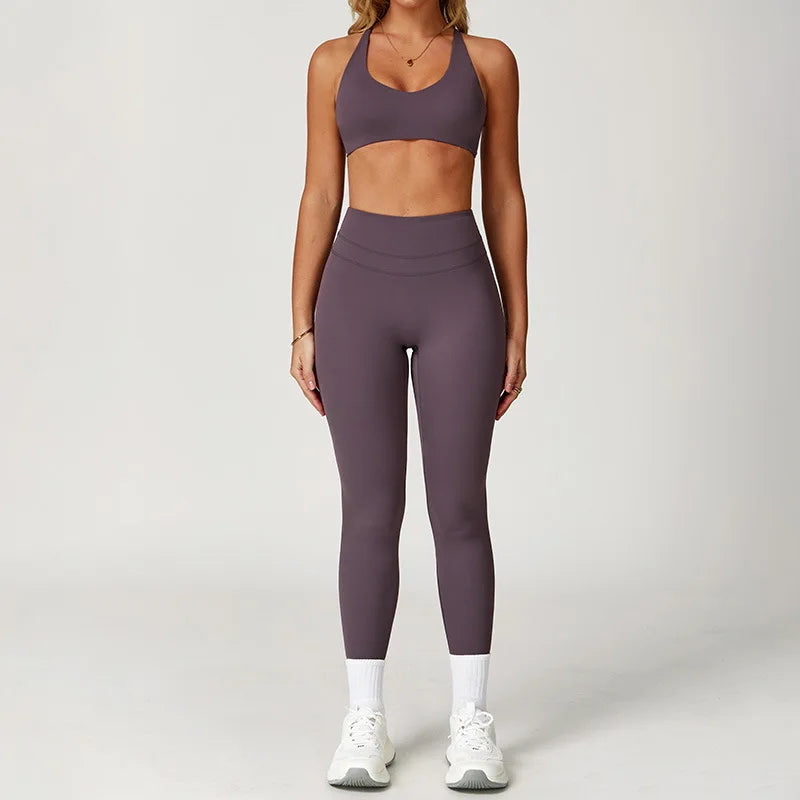 2 Pieces Sportswear Women Yoga Set Gym Clothes Sportswear Yoga Suits Fitness Set Tracksuits Sports Bra Gym High Waist Leggings