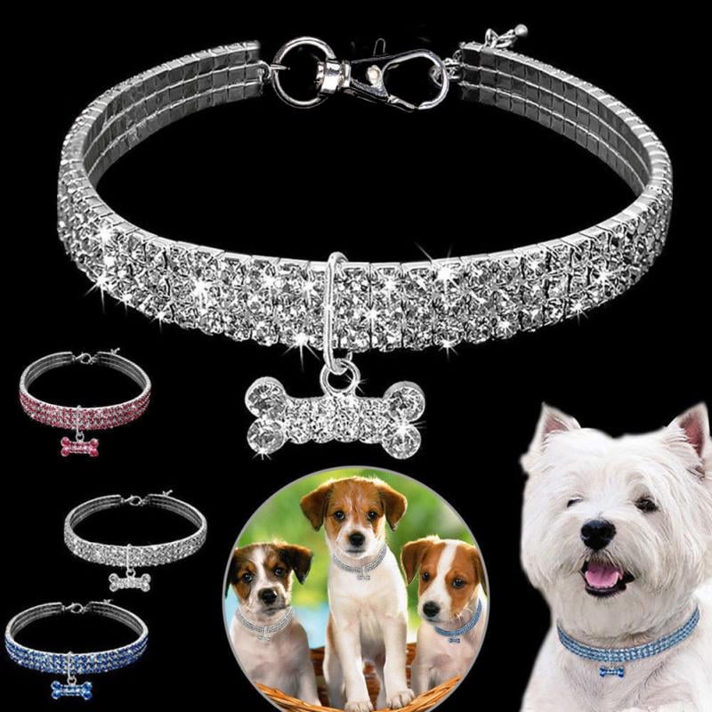 Bling Rhinestone Dog Collar with Leash for Small Dogs