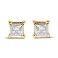 10K Yellow Gold 3/4 Cttw Princess-Cut Square Near Colorless Diamond Classic 4-Prong Solitaire Stud Earrings (J-K Color, I2-I3 Clarity)