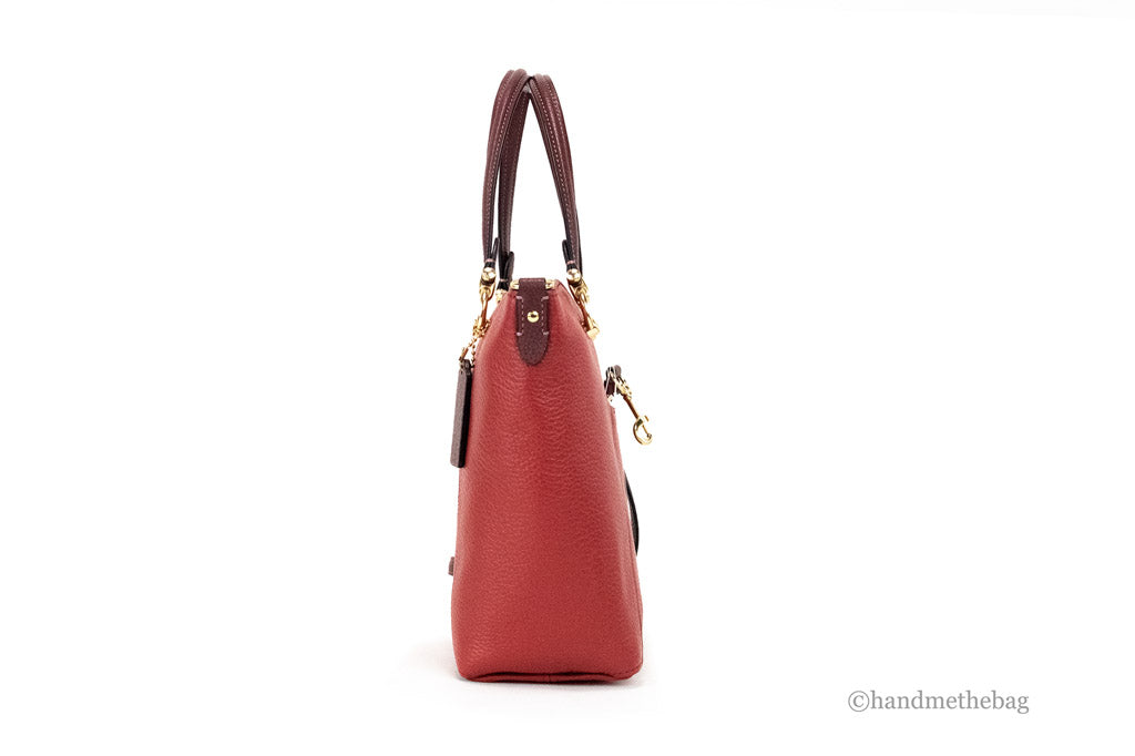 Coach Kacey Colorblock Red Apple Leather Top Zip Satchel