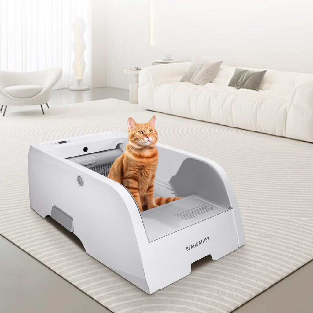 BEAUGATHER Self Cleaning Litter Box Upgraded Automatic Cat Litter Box Self Cleaning That Can Use Clumping Cat Litter Smart Cat Litter Box Anti Pinch and Odorless Electric Litter Box