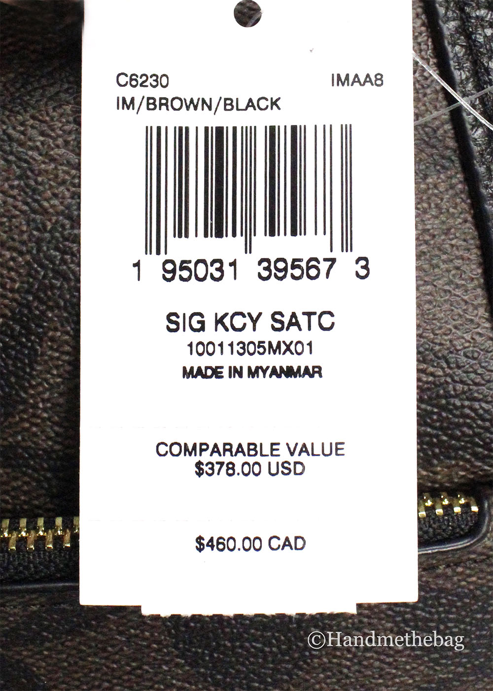 Coach Kacey Brown Black Blocked Canvas Top Zip Satchel