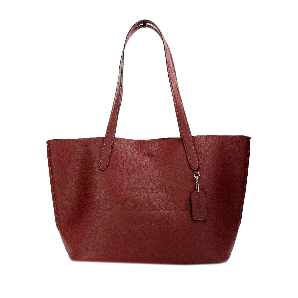 Coach Carmen Medium Wine Pebbled Leather Shoulder Tote