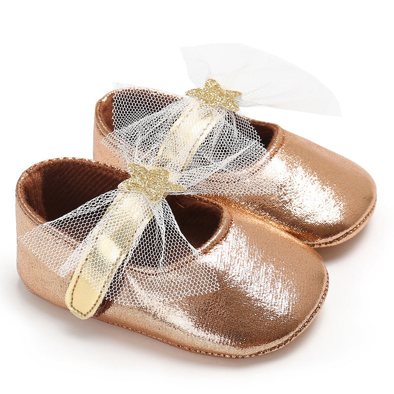 Star Lace Baby Princess Walking Shoes with Soft Sole