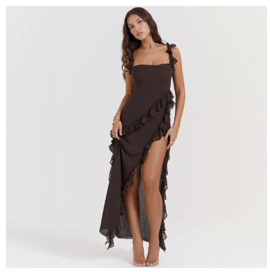 Victoria Ross Maxi Dress with Ruffle Details (One Piece)
