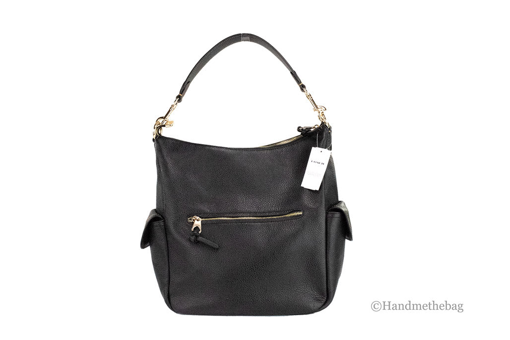 Coach Pennie Black Pebbled Leather Shoulder Bag Crossbody Handbag